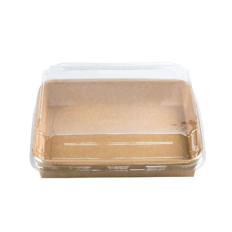 Betik Ecoline – 250 unités – Combo – Barquette sushi carton kraft  +  couvercle PET anti-bué – 22 x 9 x 4,8 cm - marron multi-matériau 1011170_0