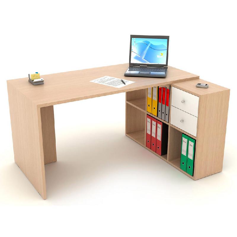 BUREAU COSITO - L. 140 X P. 69 CM - AVEC RANGEMENT 6 CASES INTEGREES - CHENE