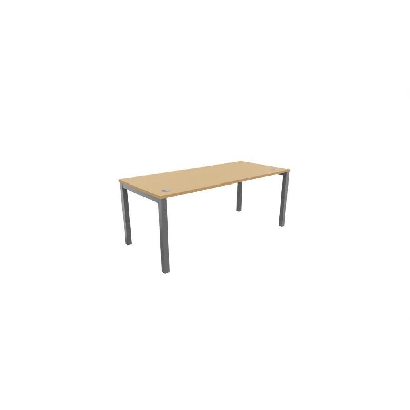 BUREAU DROIT BUROCOLOR AVEC OBTURATEUR L.180 X P.80 X H.72 CM - PLATEAU HETRE - PIEDS ALUMINIUM