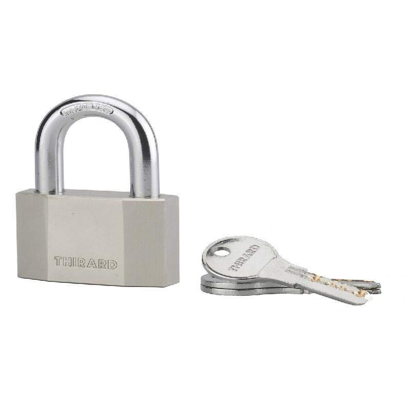 Cadenas à clé Octo, acier, chantier, anse acier, 60mm, 3 clés - THIRARD - gris 3150269900546_0