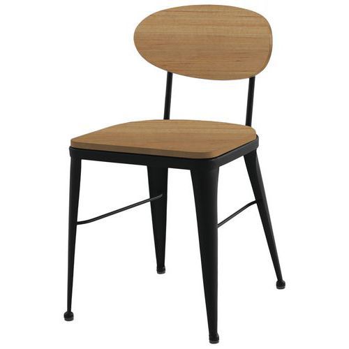 CHAISE AUSTIN ASS/DOS PIN NATUREL - PIÈT ACIER NOIR - JAYSO