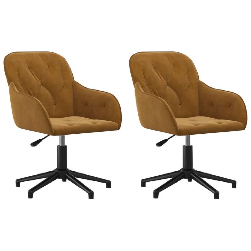 Chaises pivotantes à manger lot de 2 Marron Velours Modèle Calypso - 3103385_0