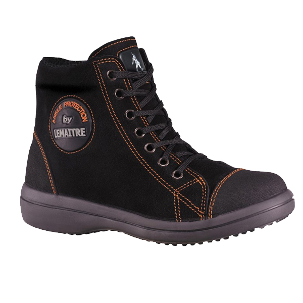 CHAUSSURE DE SÉCURITÉ FEMME LEMAITRE VITAMINE CUIR VELOUR HAUTE NOIRE S3 – TAILLE 39