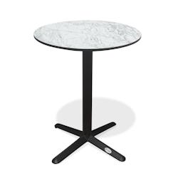 CITY Garden Table ronde de jardin en acier noir et plateau HPL effet marbre blanc - BISTRO - noir acier BISTRO-TB60-HPL-MB_0