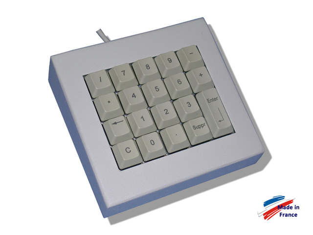Clavier industriel 20 touches ergonomique - boîtier de table - port PS/2 ou RS232 - marquage laser YAG_0