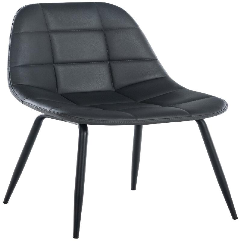 CLP Chaise de salle à manger Tom avec Pieds en métal noir Gris/Similicuir - gris polyester 321163_0