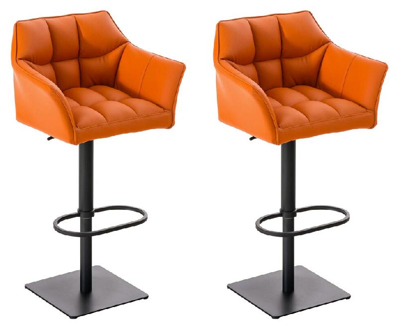 CLP Lot de 2 tabourets de bar Damaso similicuir Orange/Noir - orange polyester 314928_0