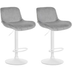 CLP Lot de 2 tabourets de bar Solon blanc Gris/Velours - gris textile 326581_0
