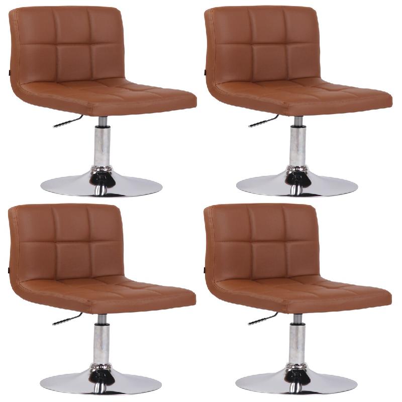 CLP Lot de 4 chaises lounge Palma V2 en similicuir ajustable et pivotant Marron clair - marron polyester 318662_0