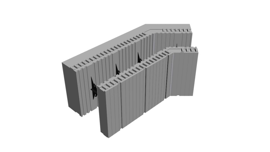 Coffrage isolant angle 45° - Reverbloc - épaisseur 34 cm - R = 5.38_0