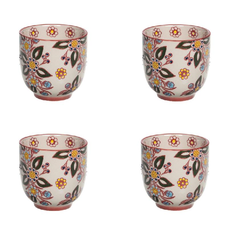 Coffret de 4 gobelets Siena 7 cm -  Décoré Rond Grès Table Passion 7x7 cm - multicolore Grès 3106232387456_0