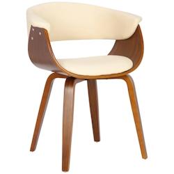 Décoshop26 - Chaise de bureau salle à manger style scandinave avec revêtement en PVC crème cadre en bois noyer 10_0002193 - 3000250884464_0