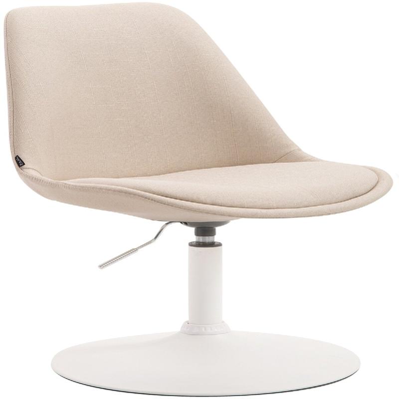 Décoshop26 - Chaise de salle à manger x1 pivotante hauteur réglable en tissu crème et pied trompette en métal blanc 10_0008277 - 3000266564695_0