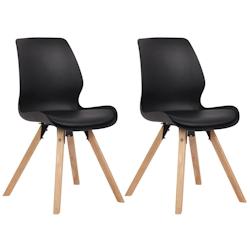 Décoshop26 - Lot de 2 chaises de salle à manger en plastique noir style scandinave pieds bois CDS101140 - noir 3002464932696_0