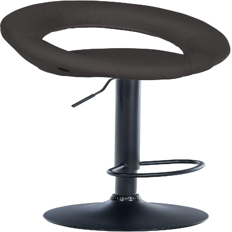 Décoshop26 - Tabouret de bar x1 assise ronde et style contemporain en tissu gris foncé et métal noir 10_0005902 - gris métal 3000265288806_0