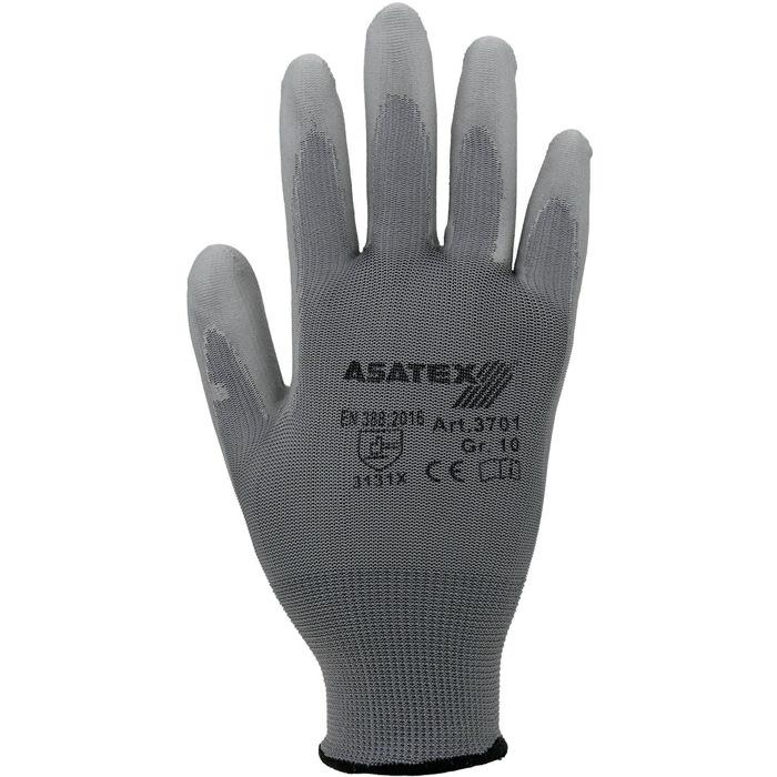 Gants de manutention taille 9 gris EN 388 - EPI Cat. II nylon avec polyuréthane hydrophobes ASATEX_0