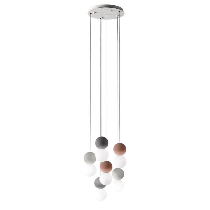 Gea Luce Sfera - Suspension 6 Lumières Avec Sphères En Béton Et Verre Opale - 6Xg9 Max 6X7W, Design Moderne, Ampoules Exclues - multicolore 8000000_0
