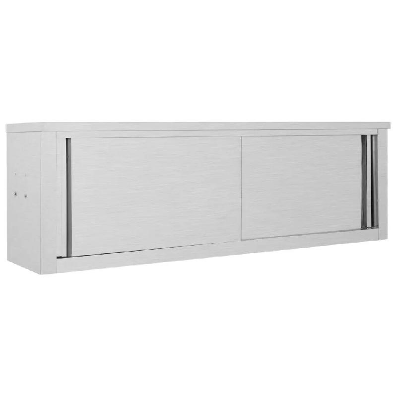Helloshop26 - Armoire de cuisine murale avec portes coulissantes 150 x 40 x 50 cm accès pratique design moderne en acier inoxydable 02_0046016 - inox_0