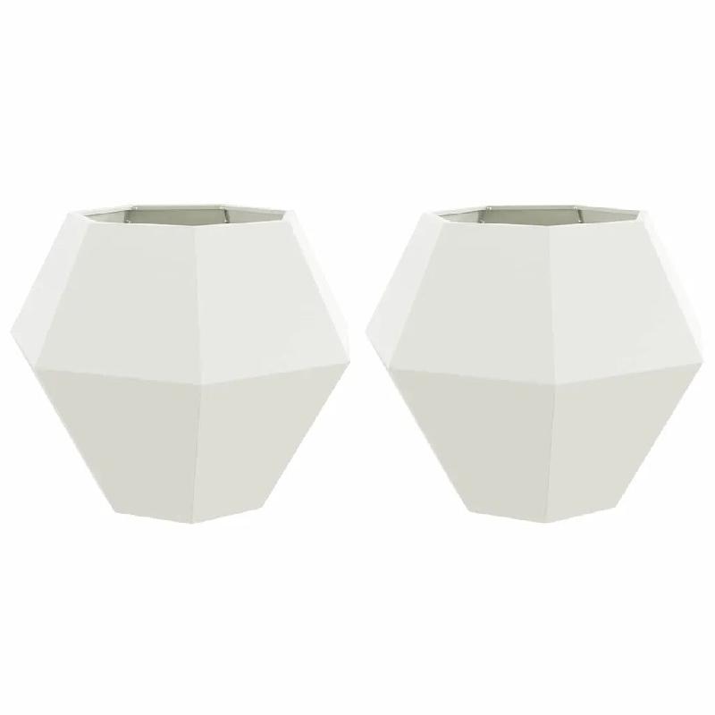 Helloshop26 - Lot de 2 jardinières rectangulaires élégantes pour extérieur 100 x 100 x 80 cm en acier blanc 02_0053093 - blanc acier 3000237755138_0