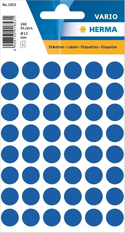 HERMA 240 pastilles adhésives coloris bleu foncé, Ø 13 mm (5 feuilles 9x16 / cdt) - 4026631028417_0