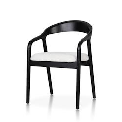 Kosmi Chaise style scandinave en bois noir avec assise en tissu beige clair chiné – Élégance et confort - noir Bois massif 3760301698067_0