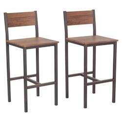 Lot de 2 tabourets de bar, noyer brun, modèle VENICE, pour l'intérieur ou l'extérieur sous une pergola, par Yelloo - 0805698369435_0
