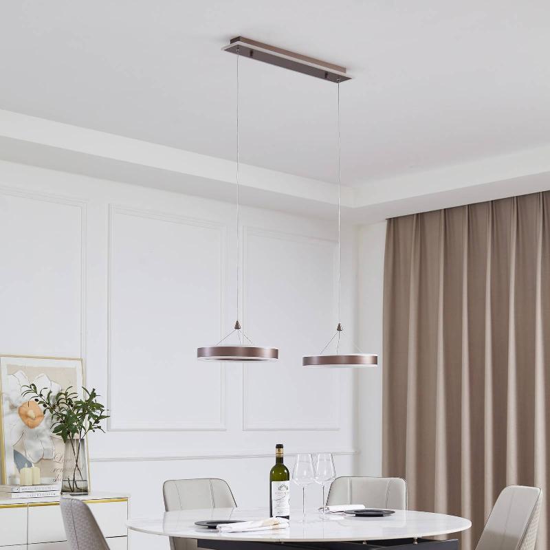 LUCANDE SUSPENSION LED KOLO, À 2 LAMPES, BRUN, FER, INTENSITÉ VARIABLE