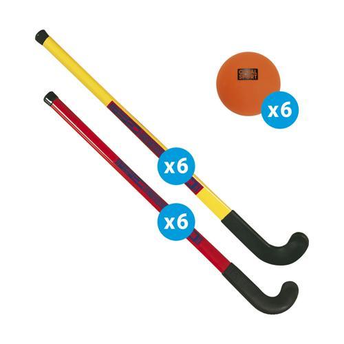 MATÉRIEL INITIATION HOCKEY - 12 CROSSES ET 6 BALLES - TANGA SPORTS