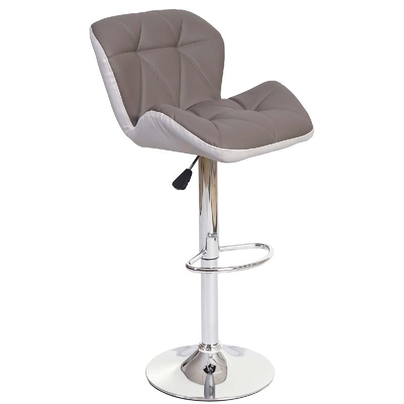 Mendler Tabouret de bar HWC-A92, chaise de bar tabouret de comptoir, hauteur réglable similicuir ~ taupe-gris - beige matière synthétique 74257_0