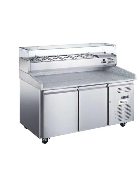 Meuble à pizzas réfrigéré 2 portes - Dessus granit - Référence : AA2PZ_0