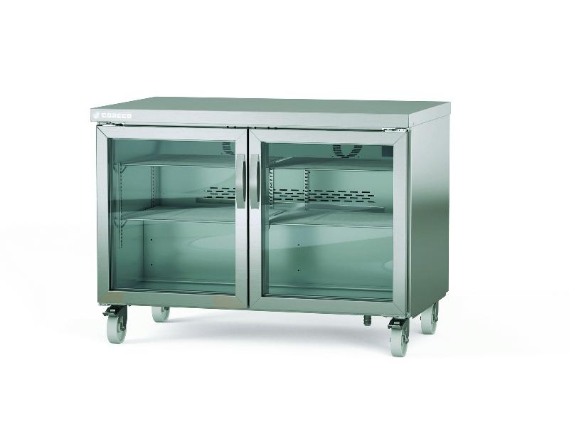 Meuble froid positif haut rendement sur roulettes - 2 portes vitrées - SDV-48 - Capacité 394L - Gaz R290_0