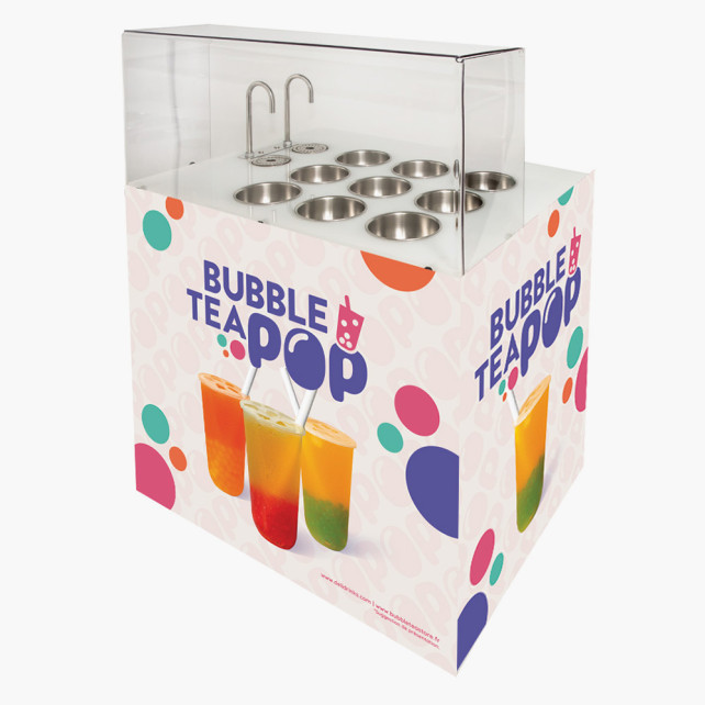 Meuble réfrigéré tout-en-1 pour Bubble tea - 9 bacs GN - 220L_0