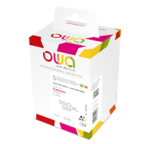 PACK DE 5 CARTOUCHES D'ENCRE REMANUFACTURÉES OWA - HAUTE CAPACITÉ - NOIR NOIR PHOTO CYAN MAGENTA JAUNE - POUR CANON PGI-550XL, CLI-551XL B, CLI-551XL C, CLI-551XL M, CLI-551XL Y