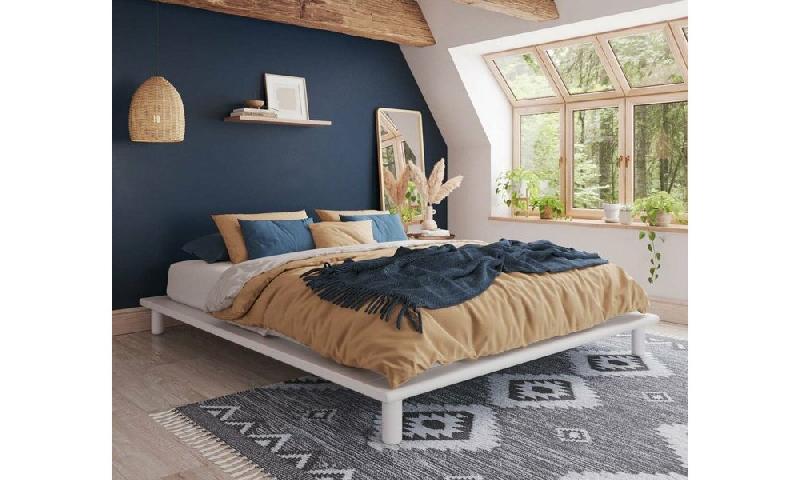 PACK LIT ERIÉ + MATELAS  BLANC 160X200 CM/OPT:SANS TÊTE DE LIT