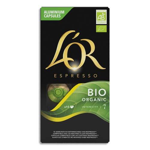 PAQUET DE 10 DOSETTES L'OR - OR ESPRESSO BIO ORGANIC INTENSITE 7, LEGERES NOTES DE CARAMEL