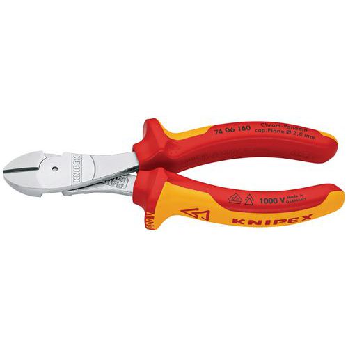 PINCE COUPANTE DÉMULTIPLIÉE 160MM - BI-MATIÈRE - ISOLÉE 1000V - KNIPEX