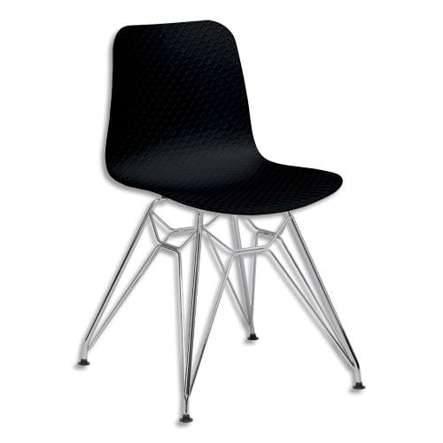 Paperflow - Lot de 2 chaises Uxsteel en polypropylène noir, pied chromé, H79 x L49,5 x P50,5 cm - Design intemporel et recyclable_0