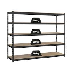 PROREGAL Étagère pour charges lourdes WOOD BEAST FIVE | HxLxP 200x210x60cm | 5 niveaux | Charge du compartiment 500kg | anthracite - noir métal PR__0