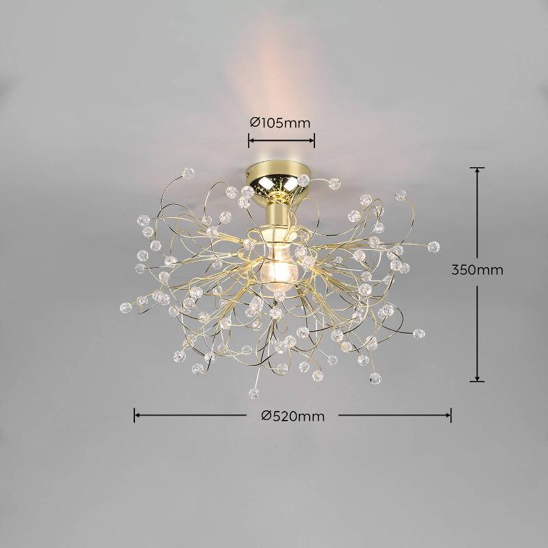 REALITY LEUCHTEN PLAFONNIER GLORIA, E27, À UNE LAMPE, LAITON