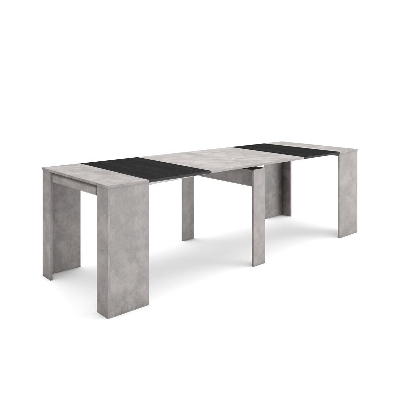 SKRAUT HOME Table console extensible, 260, Pour 12 personnes, Table à Manger, Ciment - gris Bois manufacturé 283_9_0