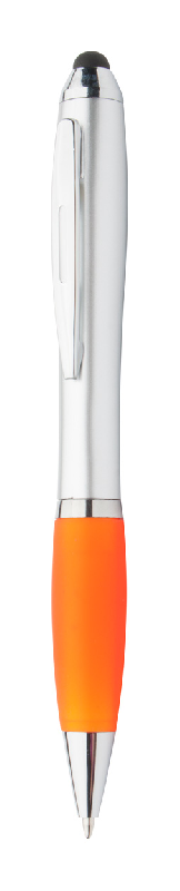 Stylo à bille stylet - Corps argent - Grip caoutchouc coloré - Encre bleue_0