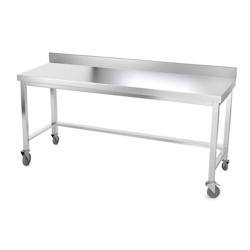 Table de travail en inox 2000 x 800 mm adossée avec renfort sur roulettes PREMIUM / GOLDINOX - inox 3701770802074_0
