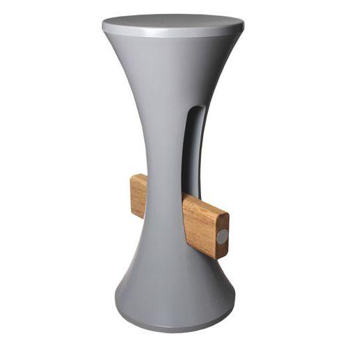 TABOURET TAMBAR POLYÉTHYLÈNE GRIS ACIER ET REPOSE PIED BOIS - STAMP