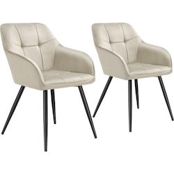 TecTake GmbH tectake Lot 2 chaises rembourrées en velours matelassé et dossier crème - 405760 - beige polyester 405760_0