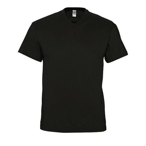 TEE-SHIRT PERSONNALISABLE COL V EN COTON NOIR PROFOND