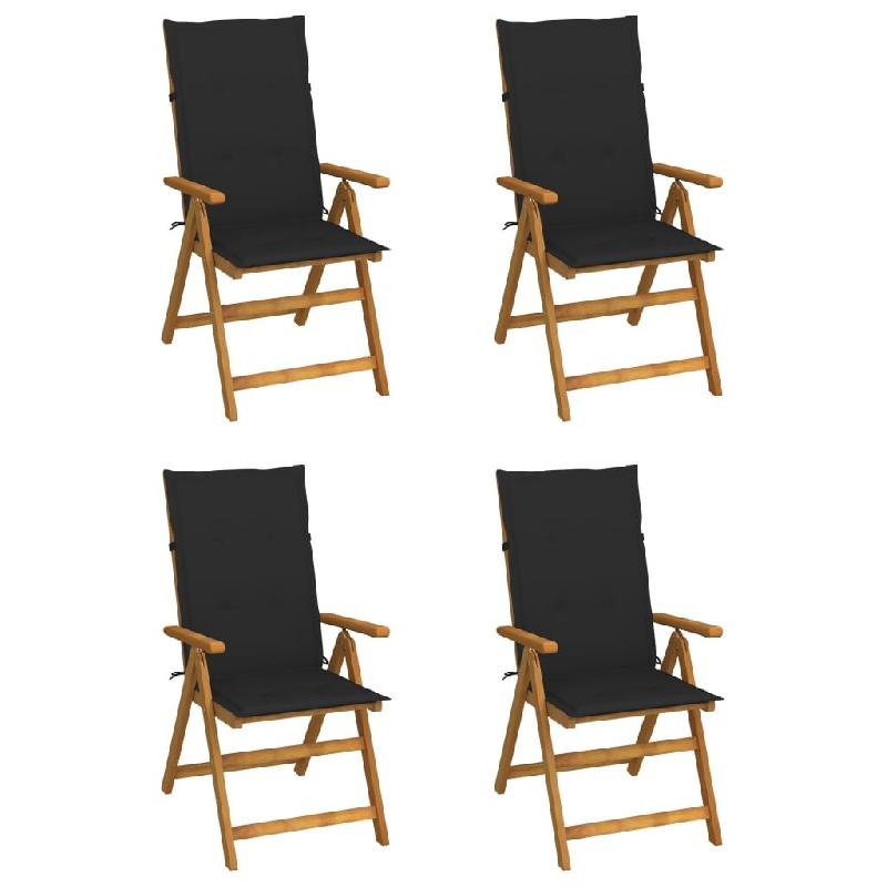 VidaXL Chaises Inclinables De Jardin Lot De 4 Et Coussins Bois Acacia - noir 3065354_0