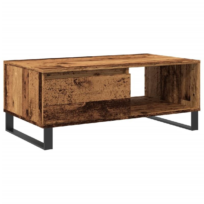 VidaXL Table basse vieux bois 90x50x36,5 cm bois d'ingénierie Modèle Sérénité Élite - 857338_0