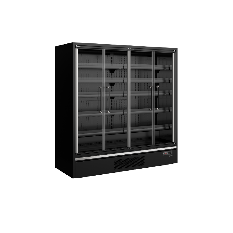 Vitrine ventilée positive 943 Litres, 6 niveaux, 4 portes vitrées battantes, noire, 829 W, 220 V - MONO_0