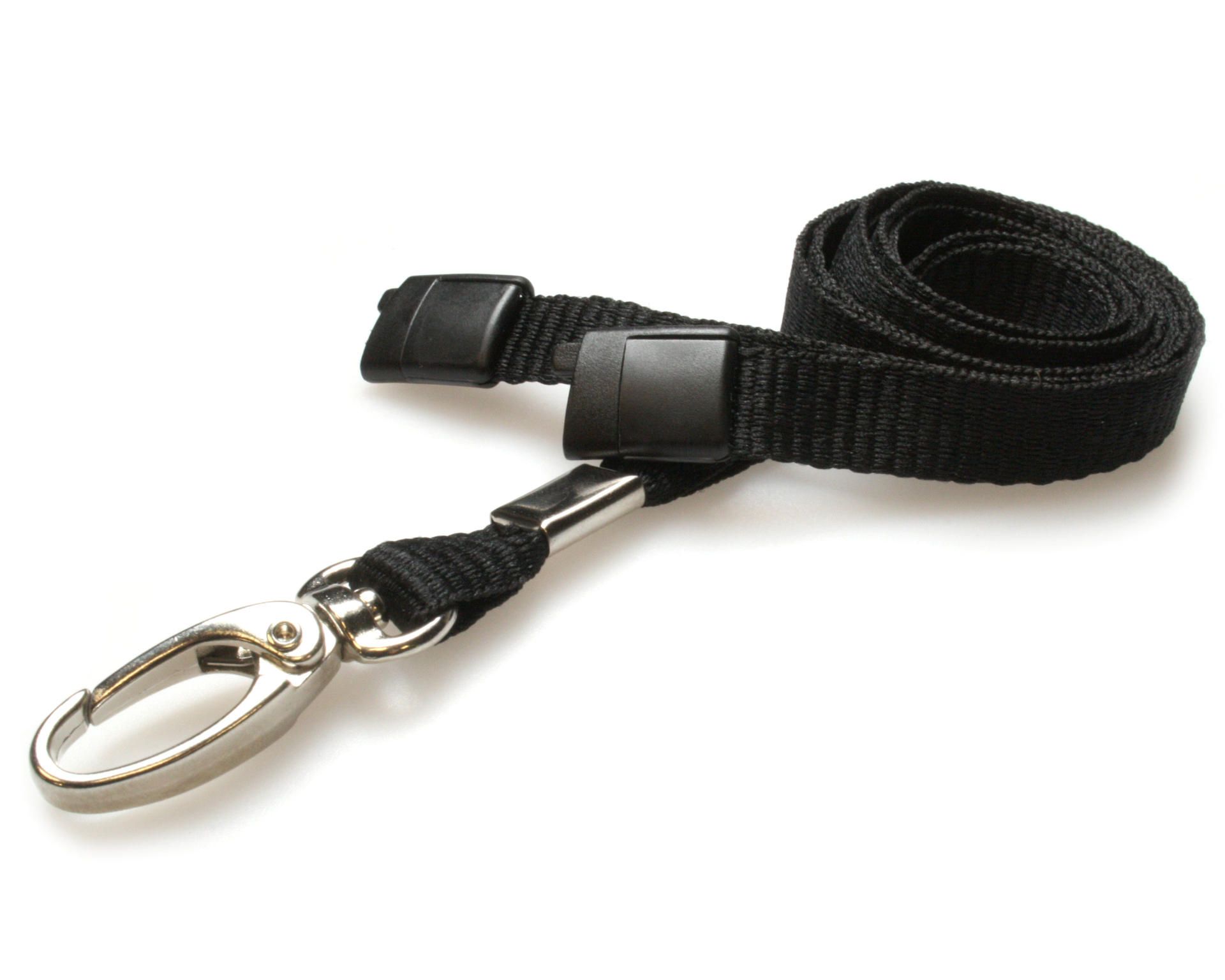 Cordons 10mm rPET - Tour de Cou Noire avec Clip Métal Lobster - Lot de 100 pièces - Ref. L-B-BKL_0