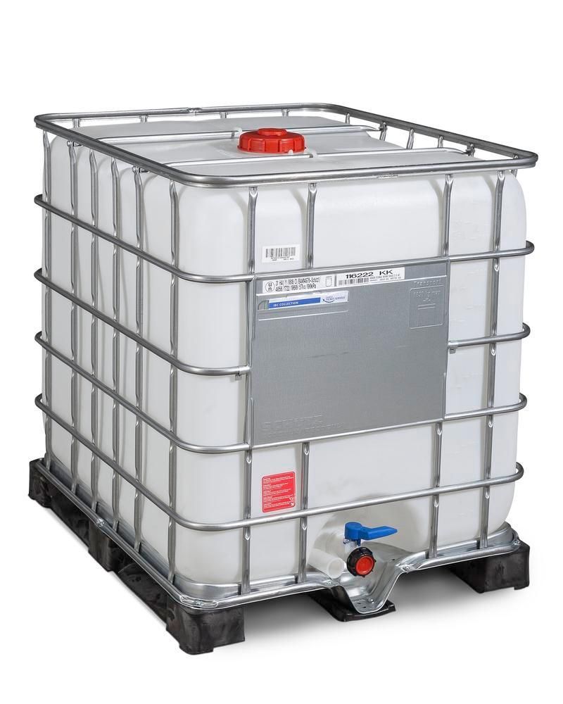 266167W - Cuve IBC pour produits dangereux, 1000 litres, palette PE, ouverture DN 150, sortie DN 50_0
